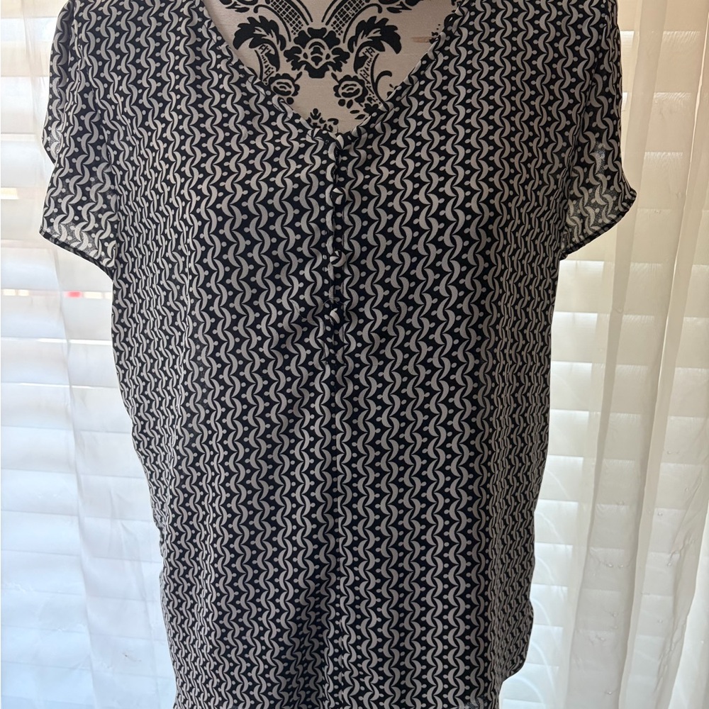Philosophy Black and White Geometric Blouse